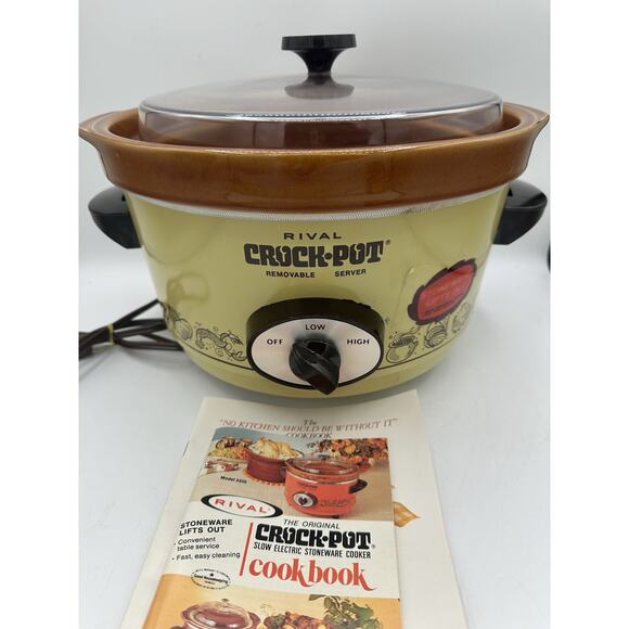 VTG 1970s Rival Crock Pot Slow Cooker 5qt Harvest Boxed Excellent Retro Kitchen - Picture 1 of 11